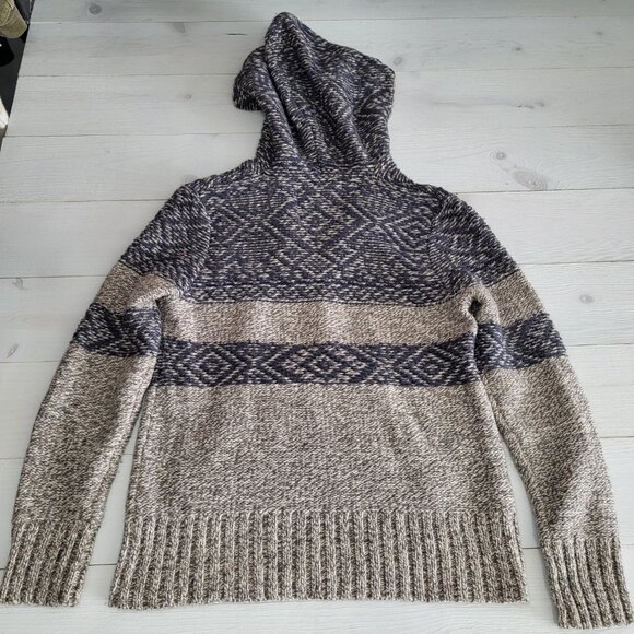 ROOTS CANADA Limited Women Cozy Knit Wool Blend Brown Gray Hooded Sweater. - Picture 5 of 9